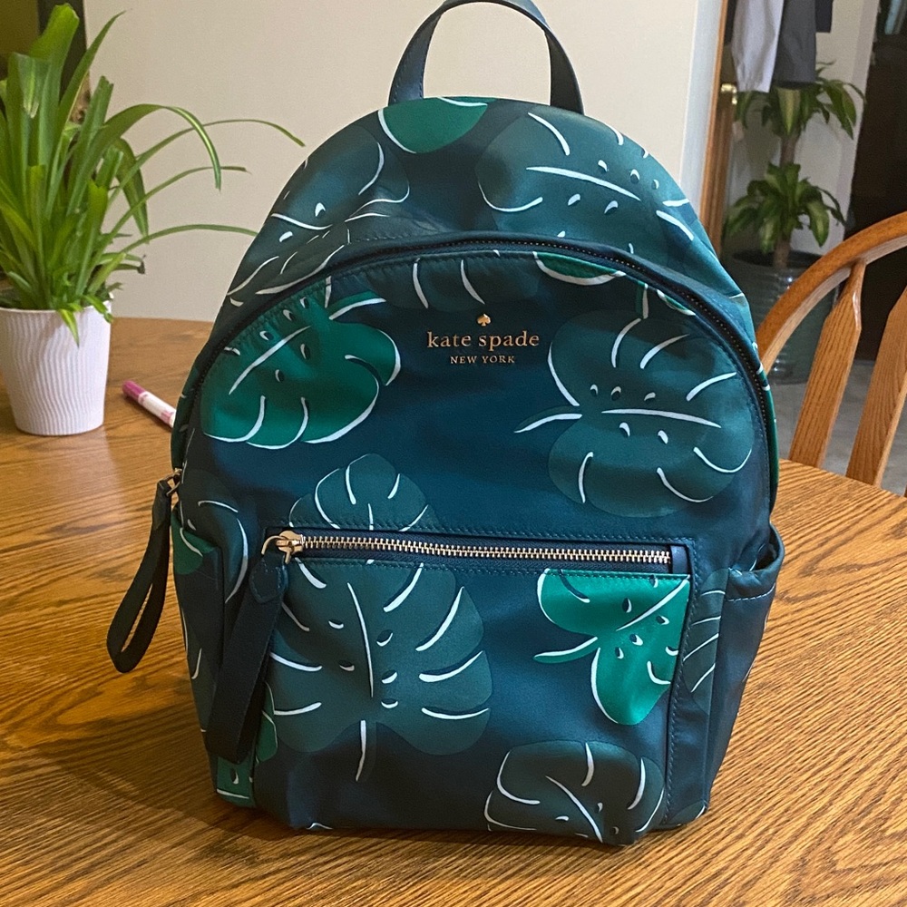Kate Spade Green Leaf Print Shoulder Bag